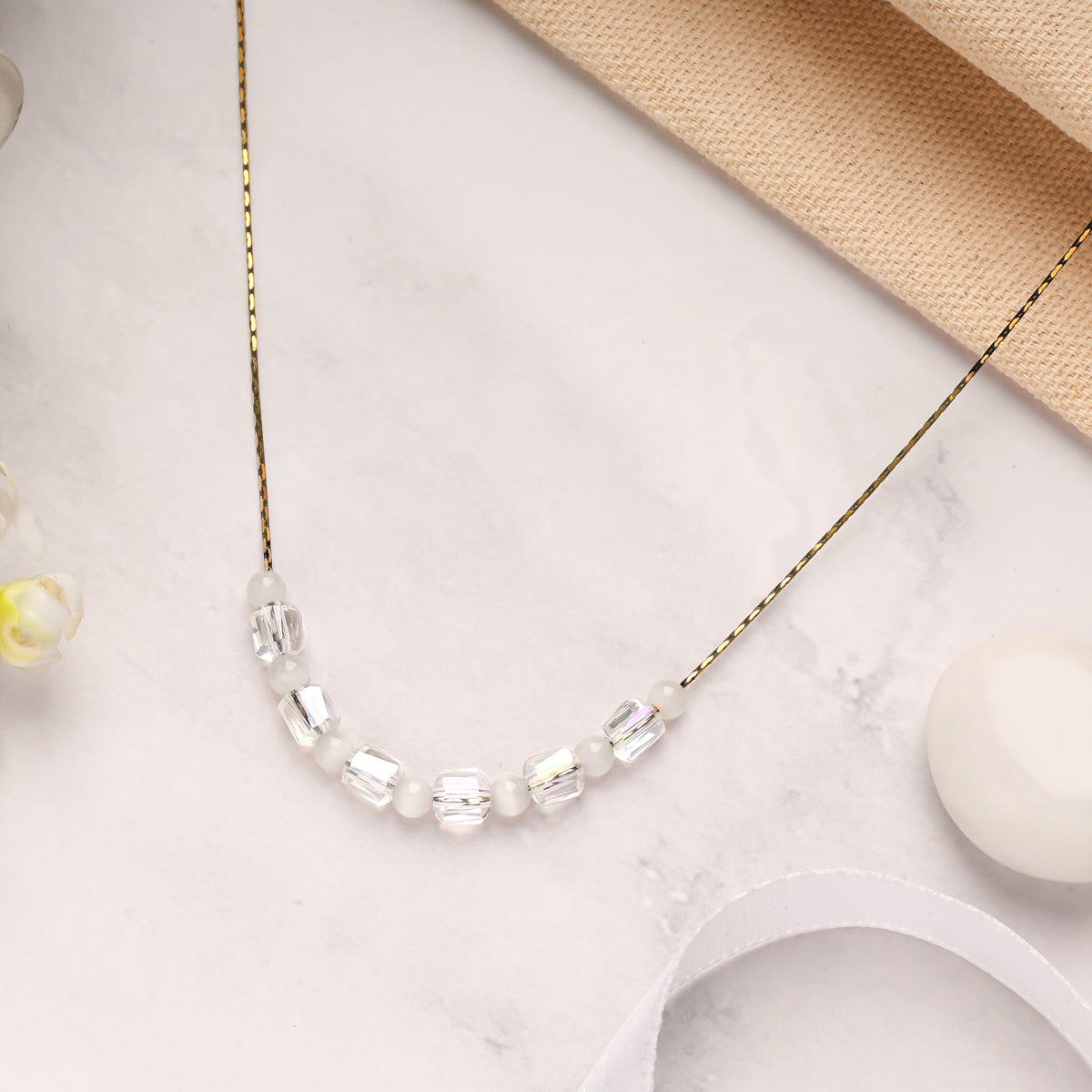 Iridescent Cube Chain Necklace