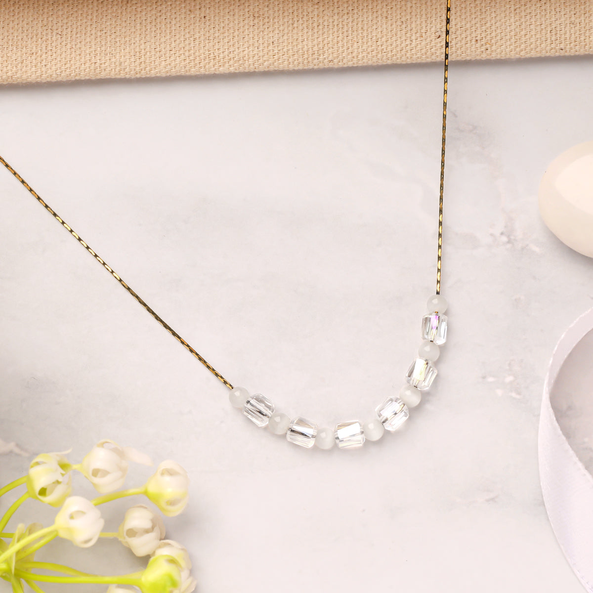 Iridescent Cube Chain Necklace