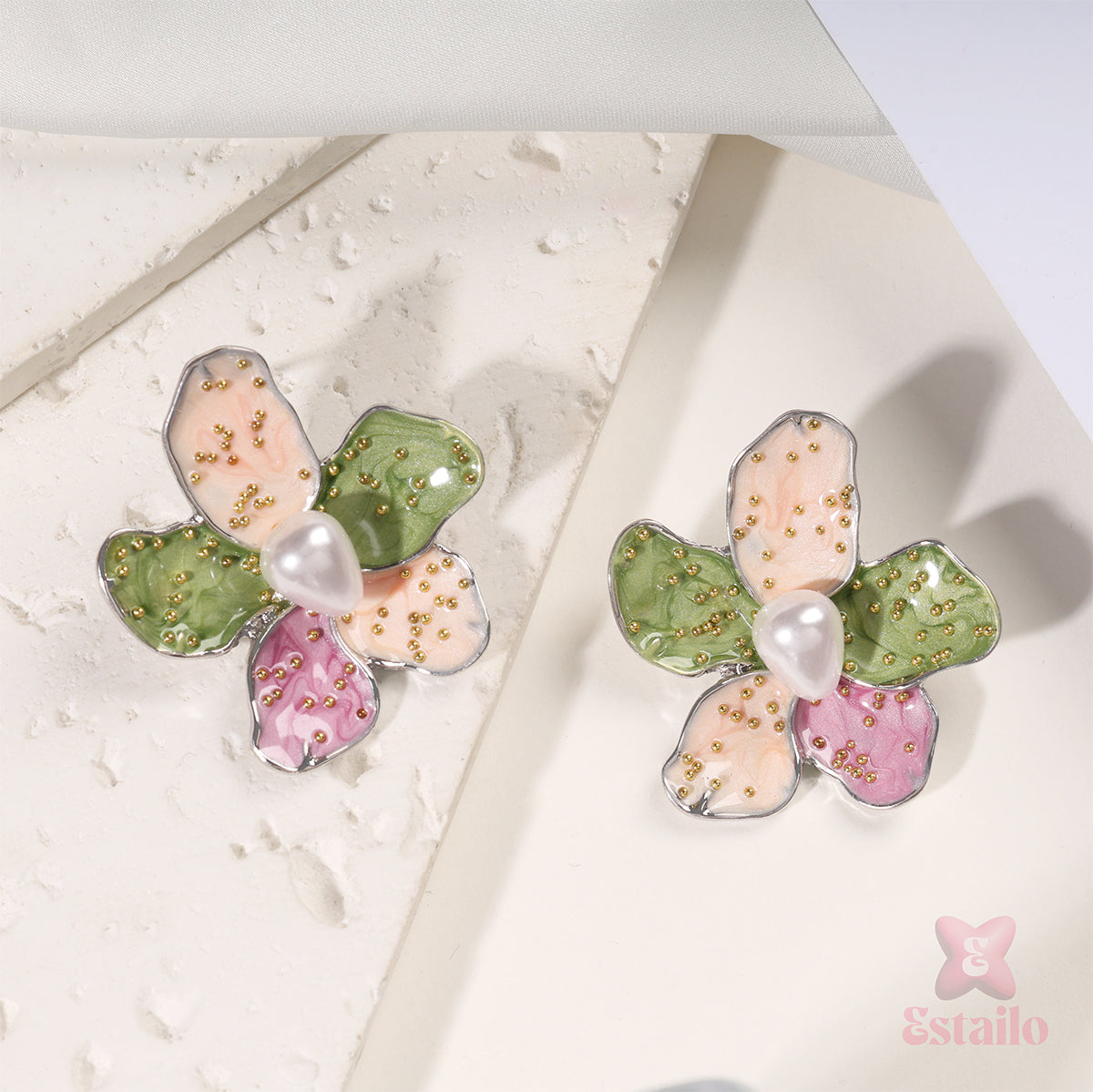 Springtime Pearl Petals Earring