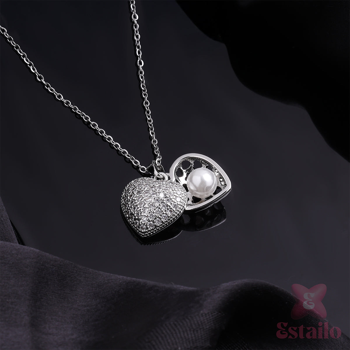 Sterling Silver Pearl Heart Necklace