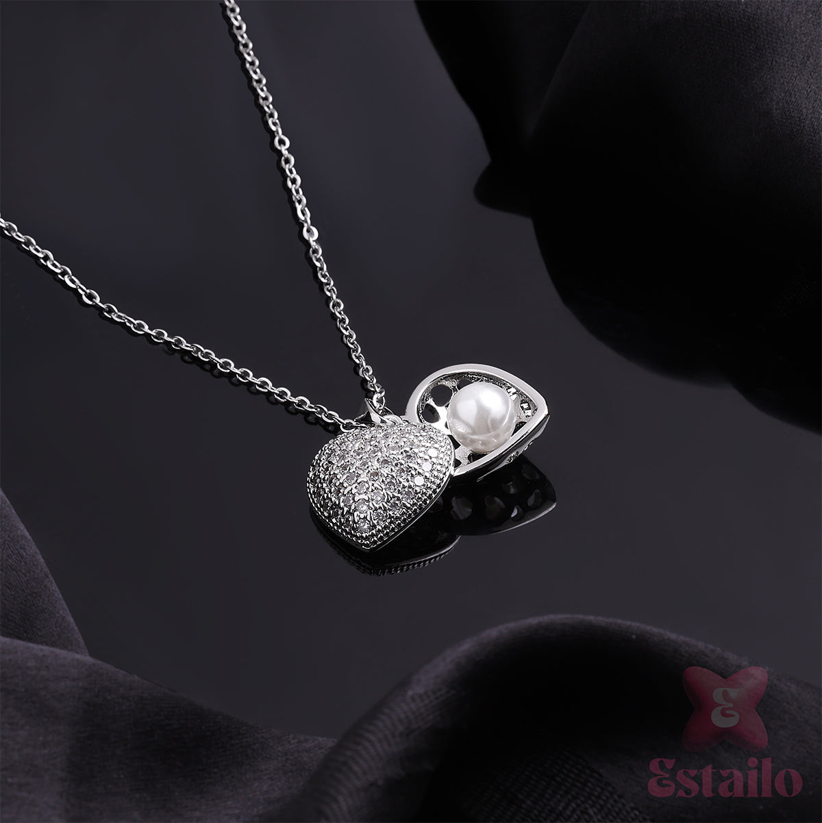 Sterling Silver Pearl Heart Necklace