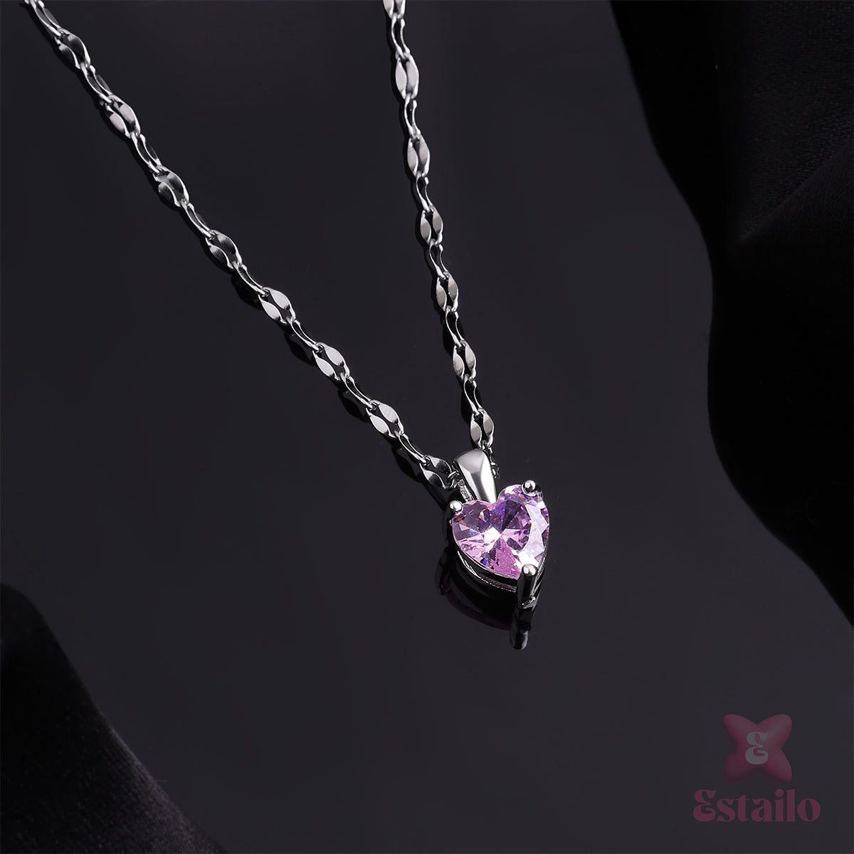 Silver Purple Heart Necklace