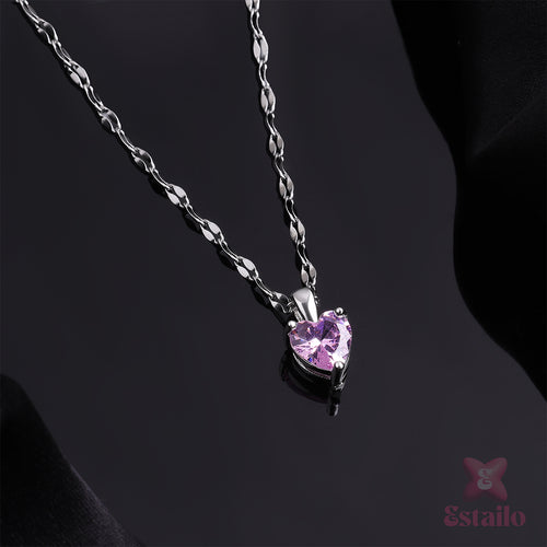 Silver Purple Heart Necklace