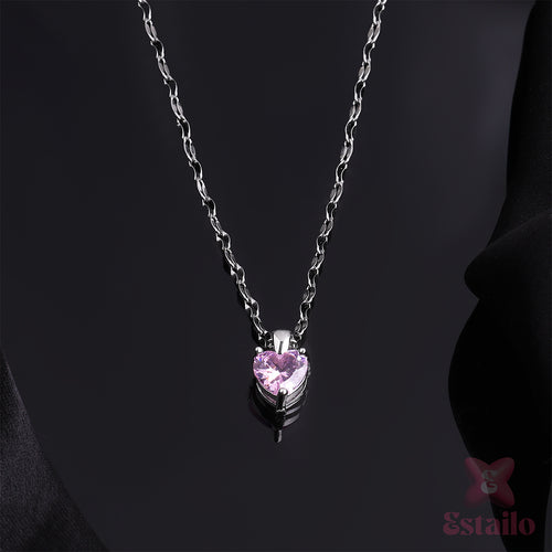 Silver Purple Heart Necklace