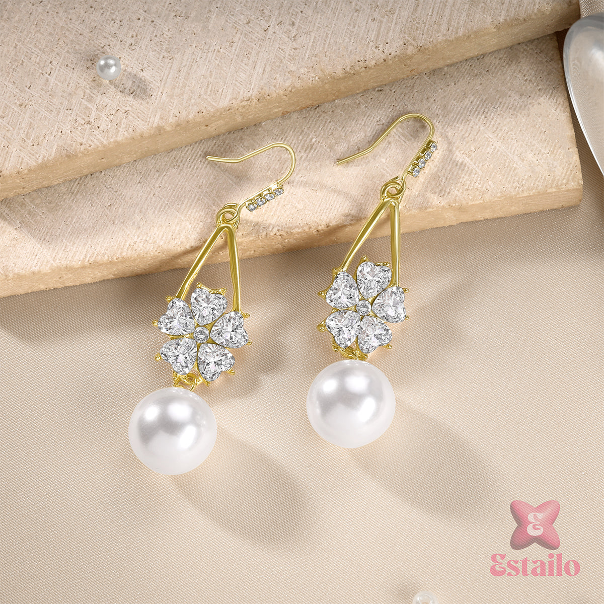 Snowflake Sparkler Pearl Earrings