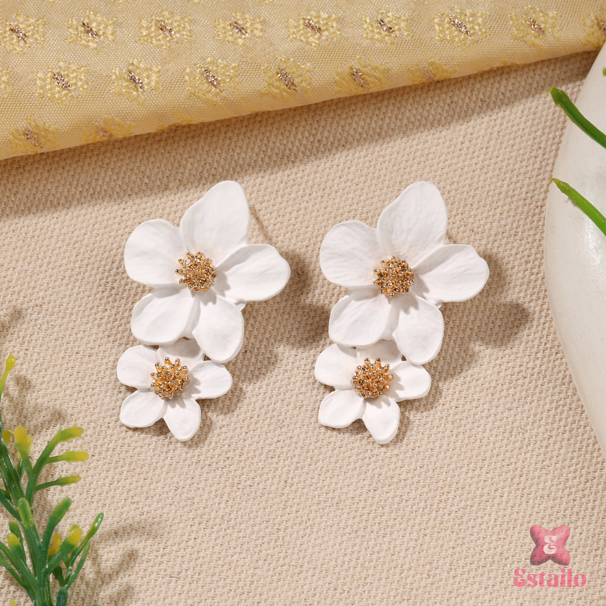 White Petal Earrings