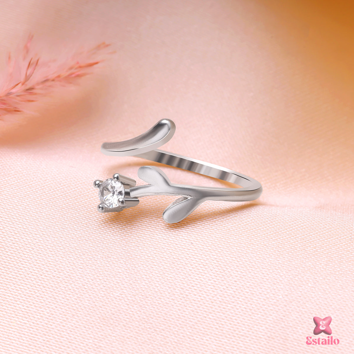 Silver Gilded Leaf Ring