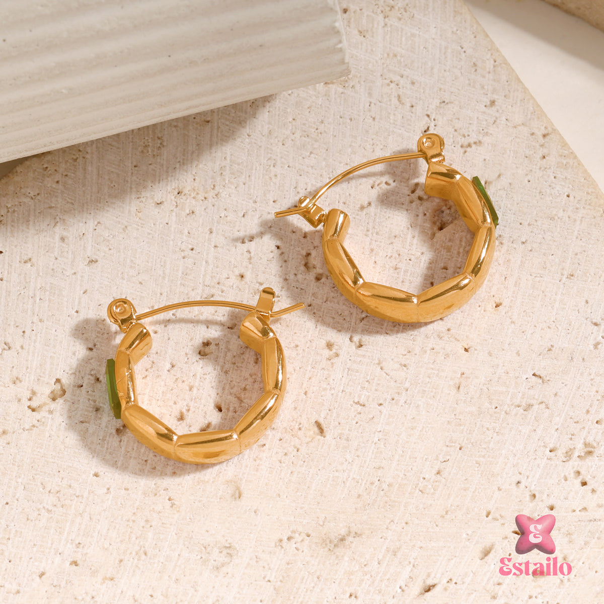 Emerald Elegance Hoops Earrings