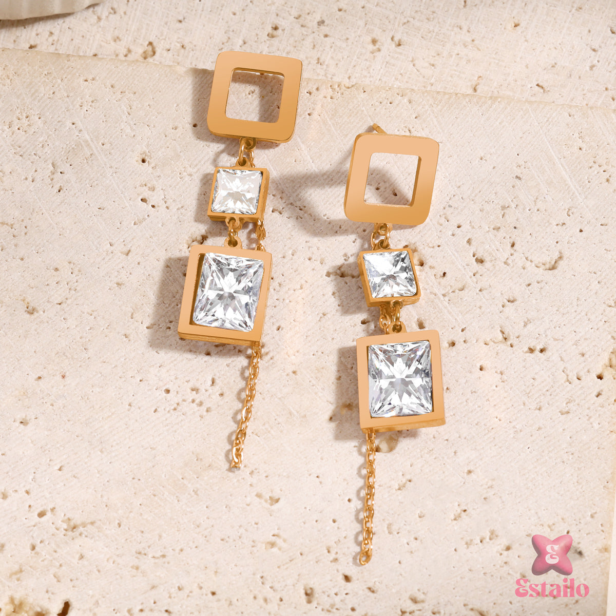 Square Sparkle Dangles Earring