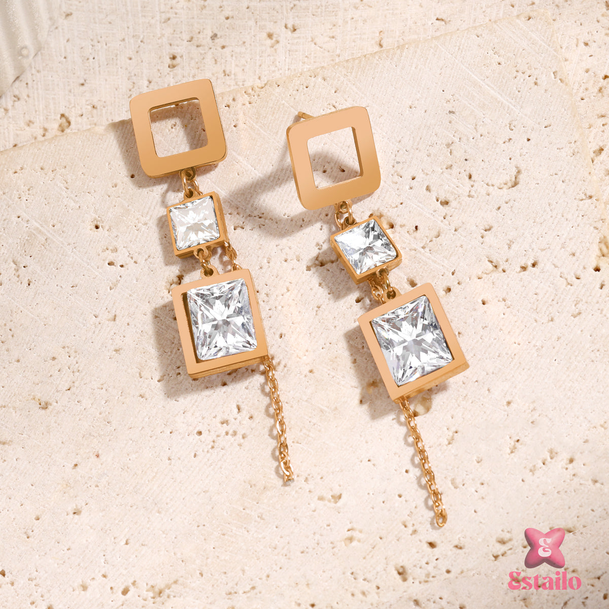 Square Sparkle Dangles Earring