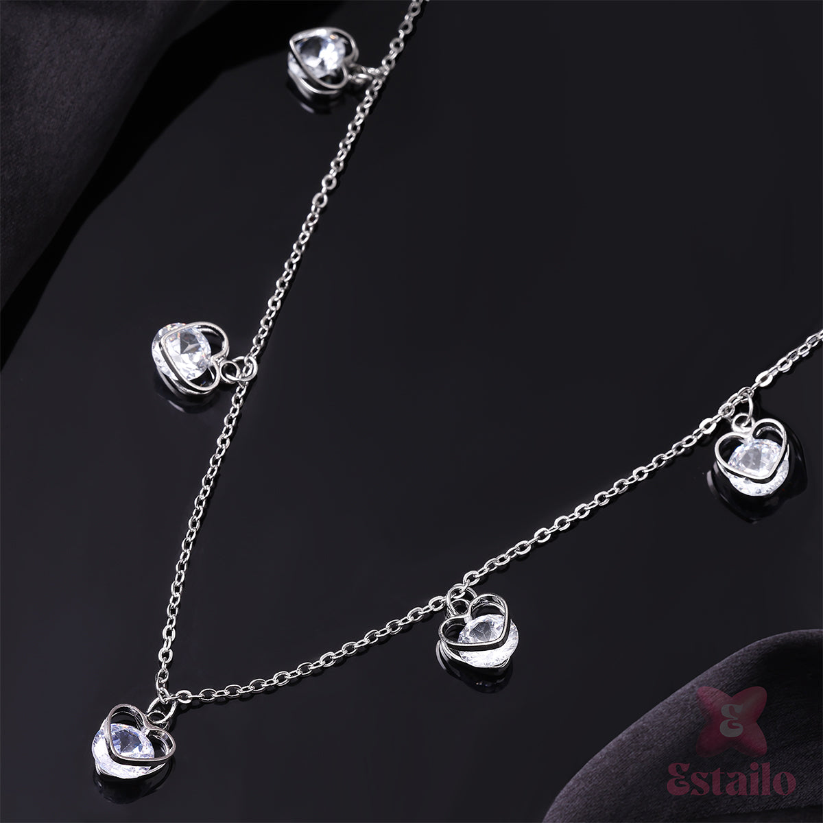 Sparkling Silver Heart Necklace