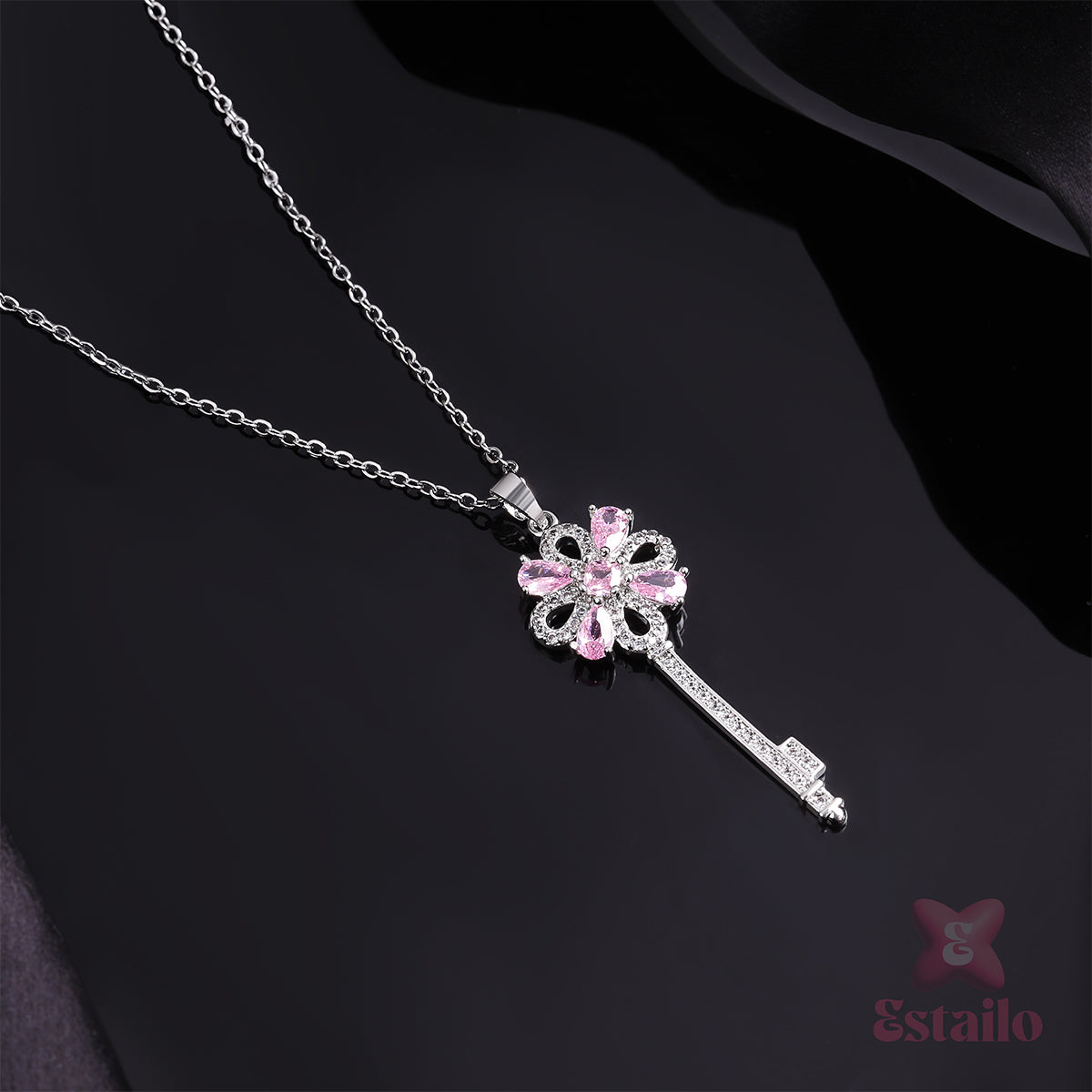 Sakura Sparkle Key Necklace