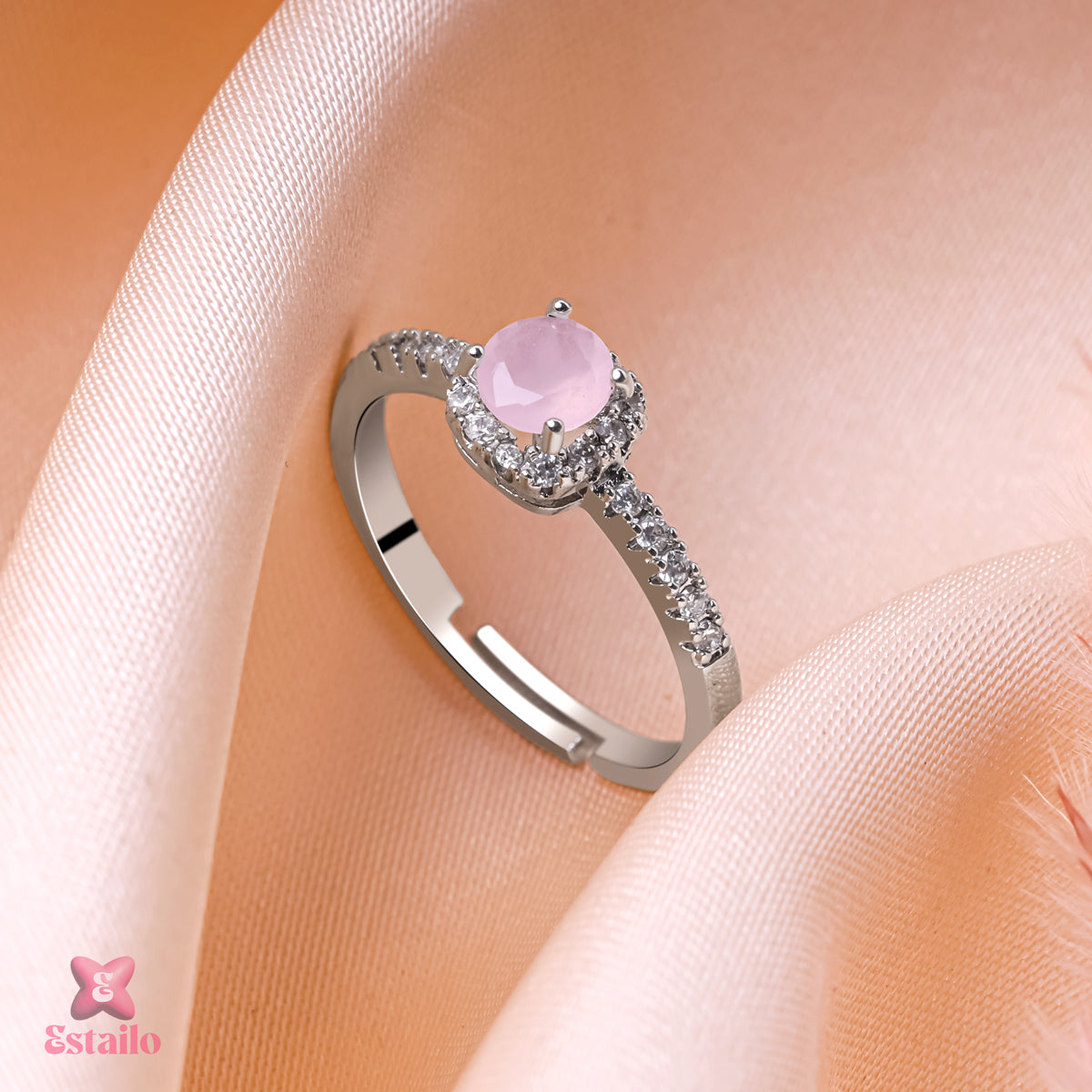 Pink Quartz Halo Ring