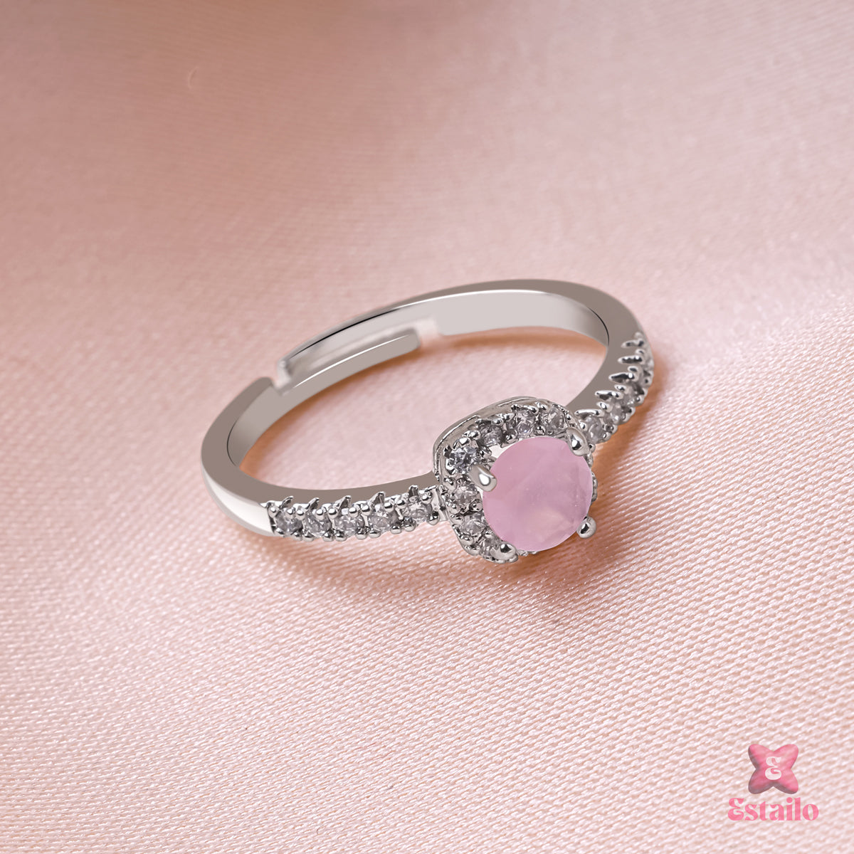 Pink Quartz Halo Ring