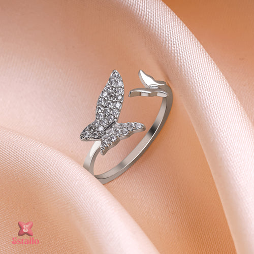 Graceful Butterfly Silver Ring
