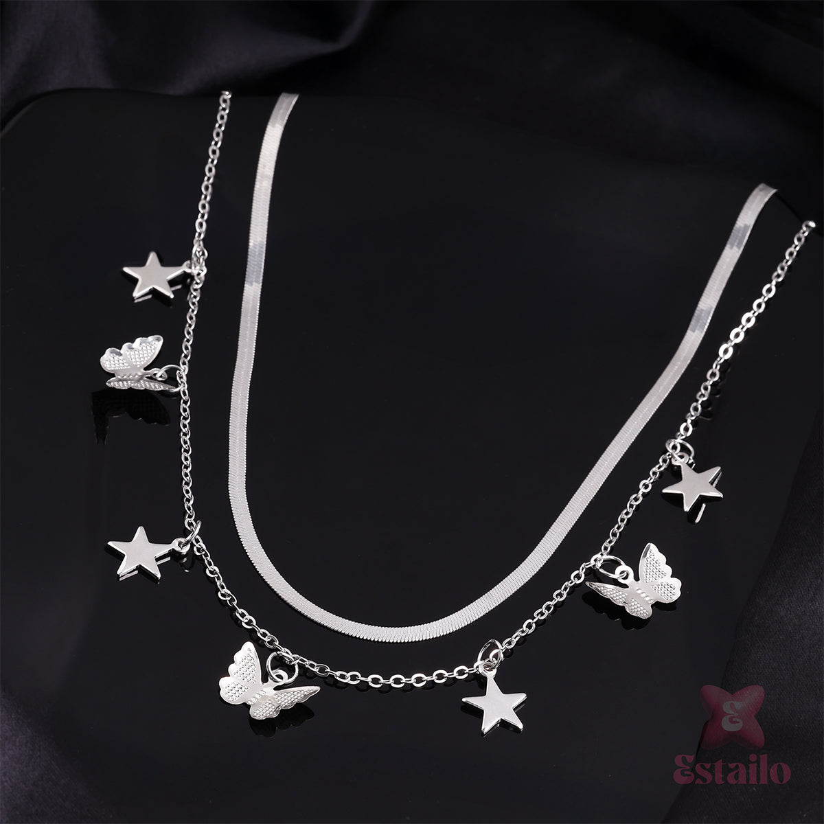 Starry Butterfly Duo Chain Necklace