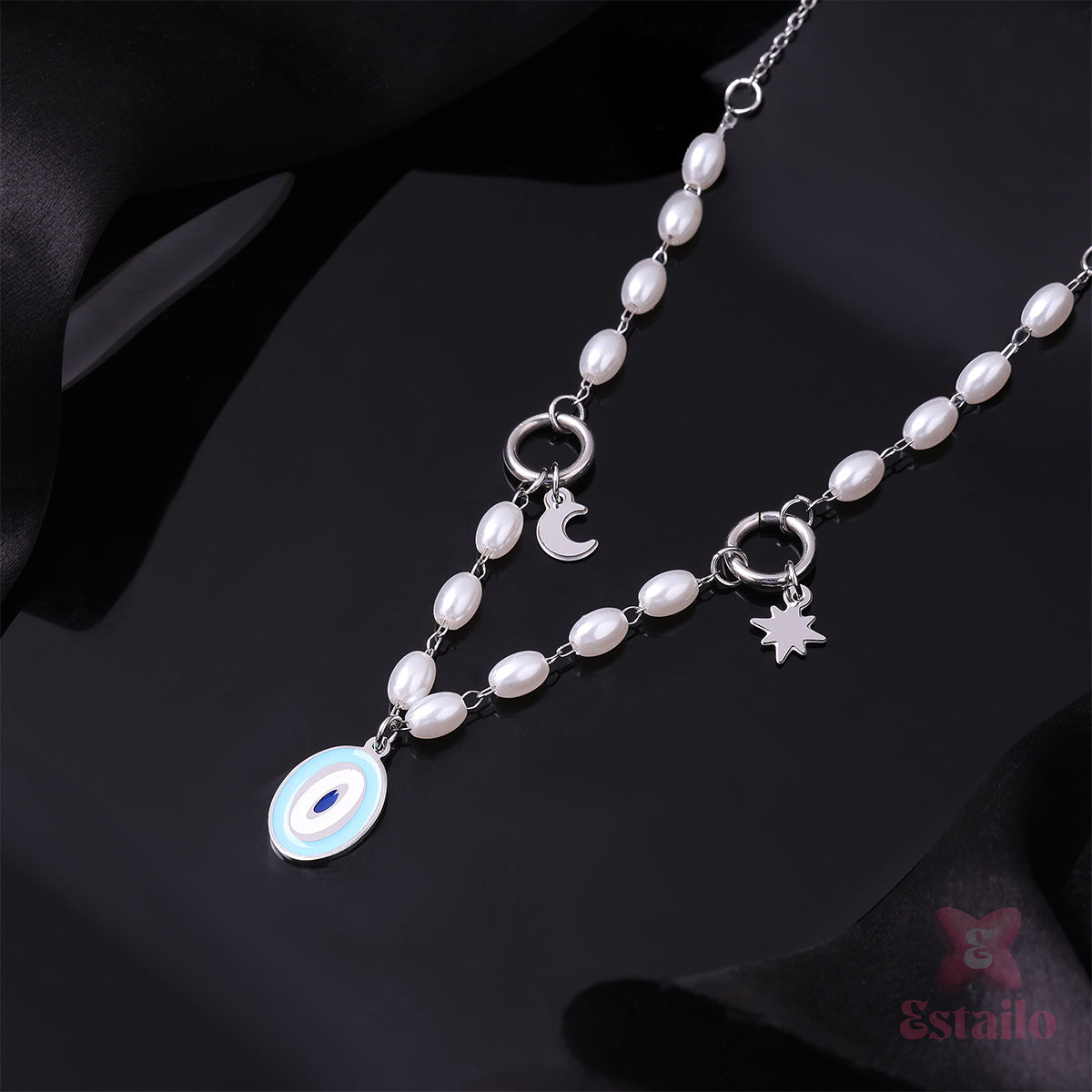 Celestial Pearl Evil Eye Necklace