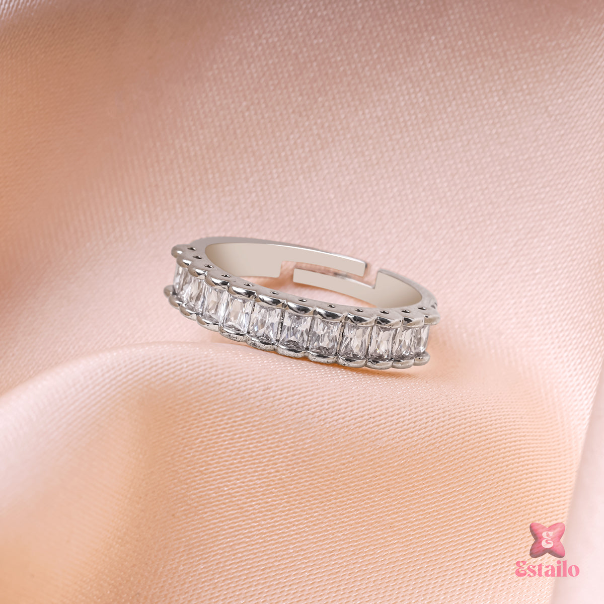 Silver Prism Geometric Ring