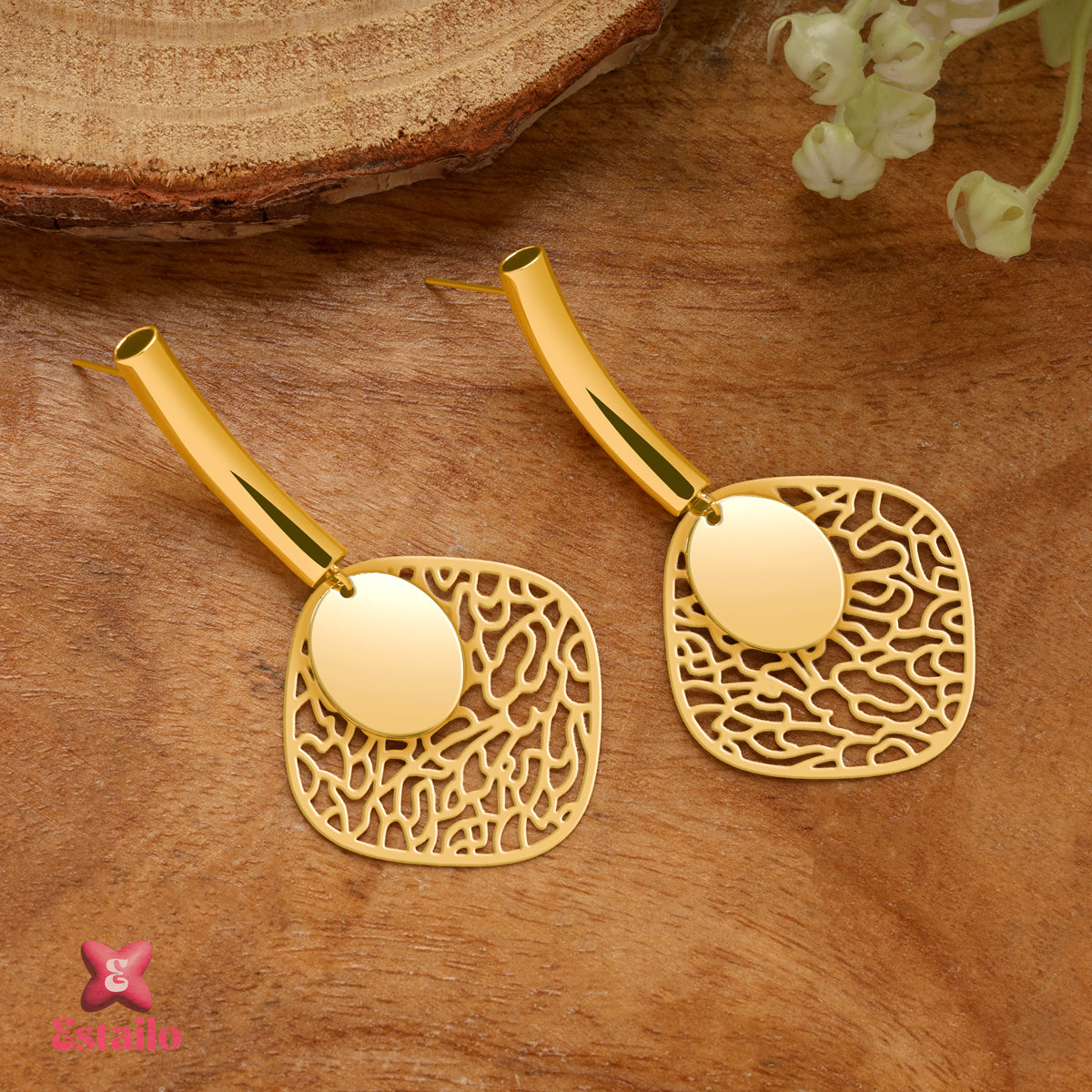 Golden Filigree Drops Earrings