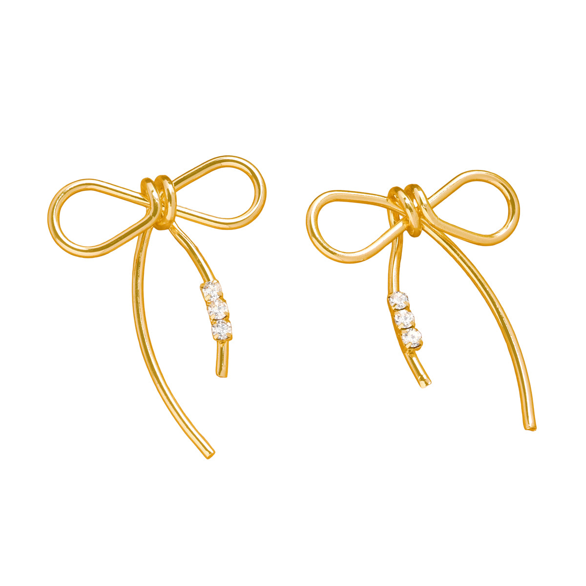Golden Ribbon Studs Earrings
