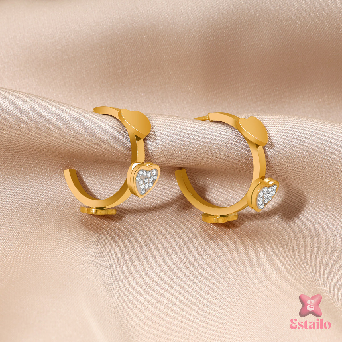 Dual Heart Glamour Hoops Earrings