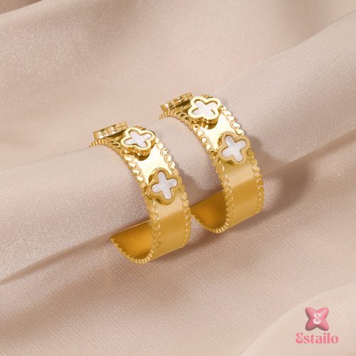 Golden Charm Hoops Earrings