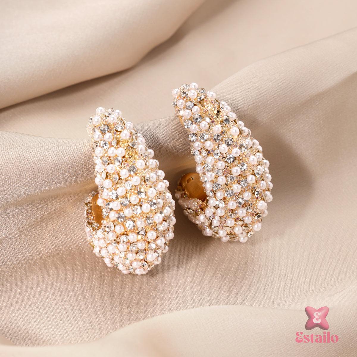 Shimmering Pearl Crescents Earrings