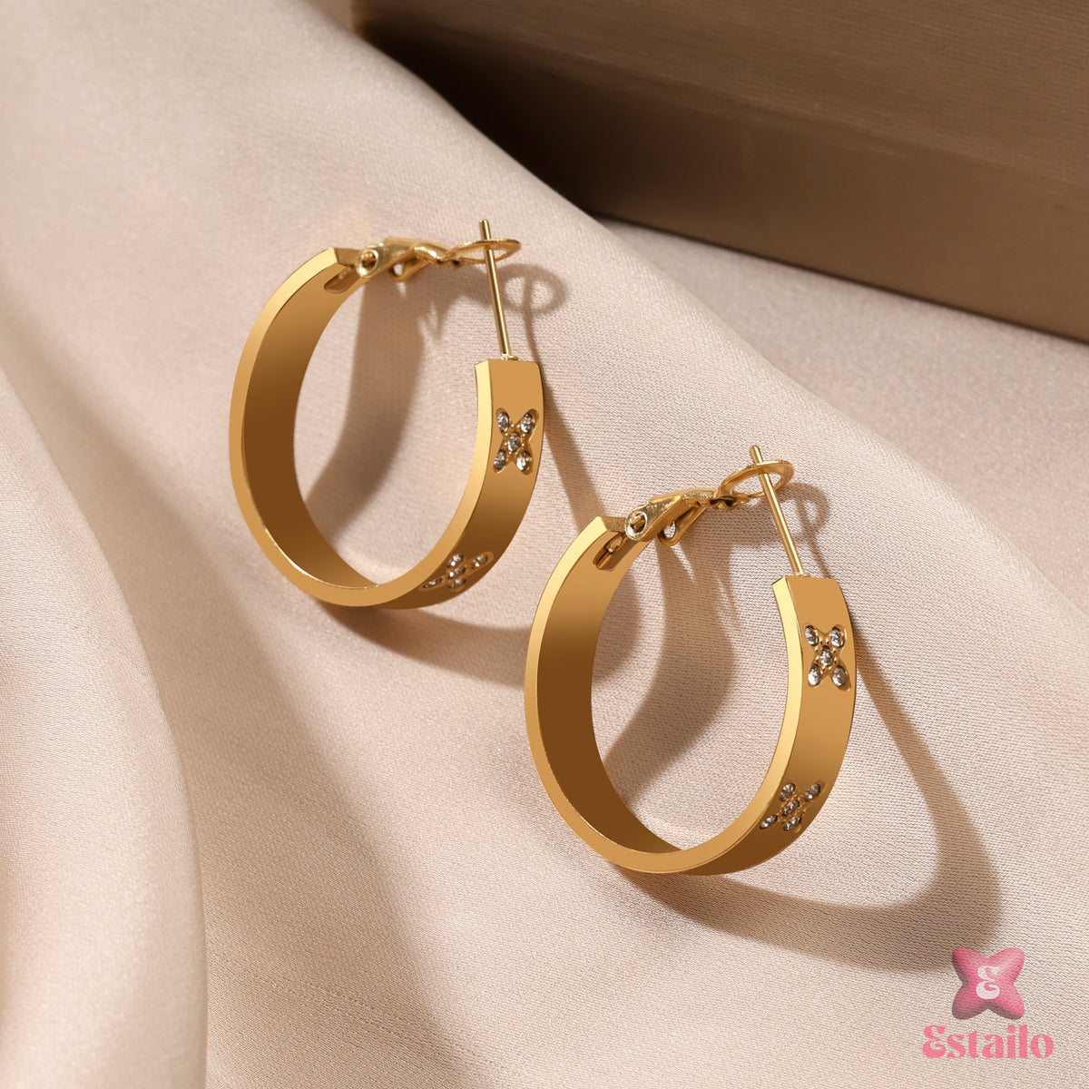 Gilded Emblem Hoops Earrings
