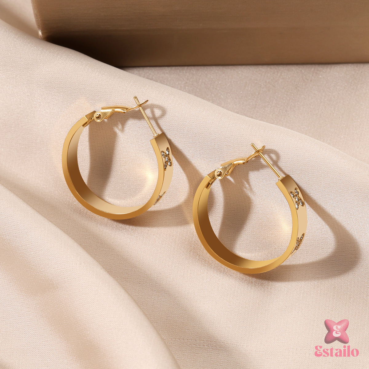 Gilded Emblem Hoops Earrings