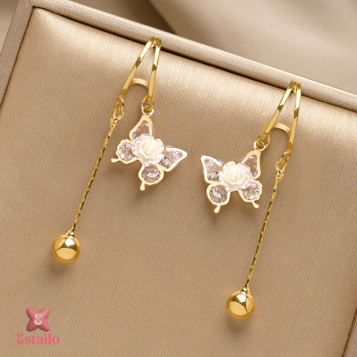 Crystal Butterfly Dangles Earrings
