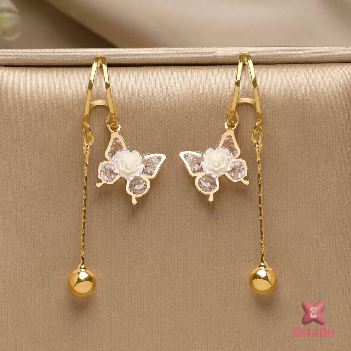 Crystal Butterfly Dangles Earrings