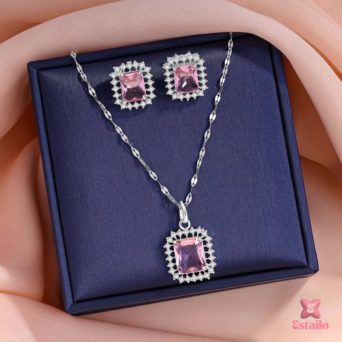 Pink Sapphire Necklace Set