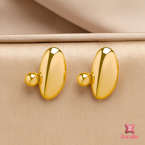 Golden Pebble Studs Earrings