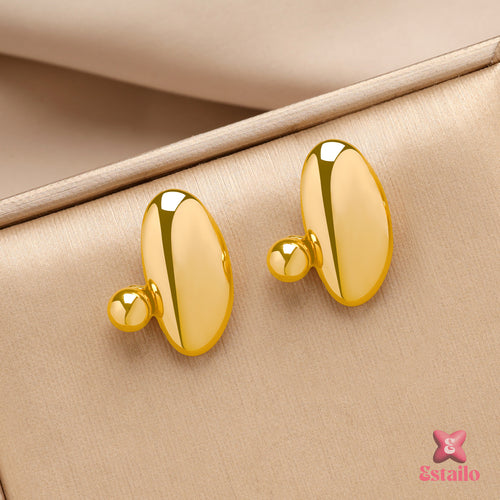 Golden Pebble Studs Earrings