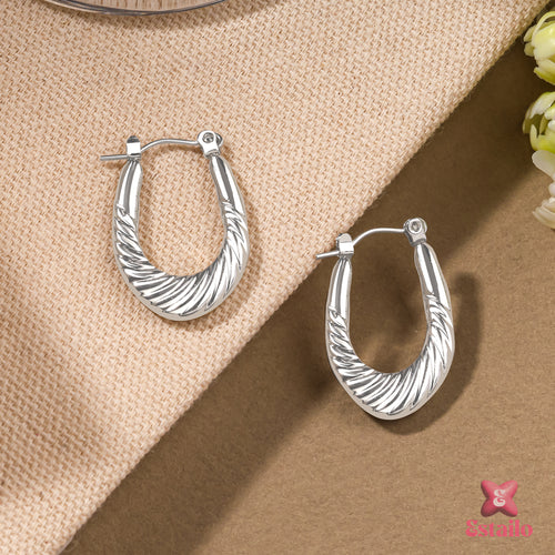 Sculpted Silver Hoops Earrings