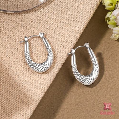 Sculpted Silver Hoops Earrings