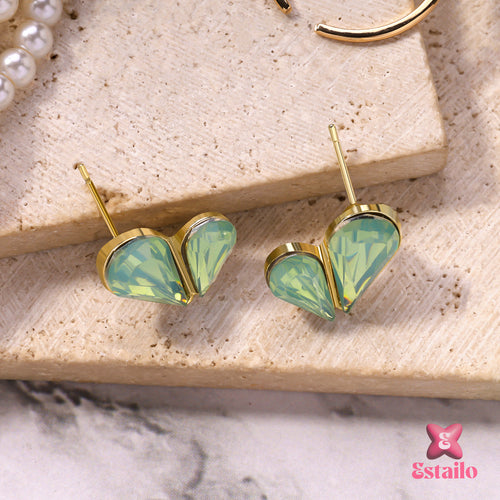 Emerald Heart Studs Earring