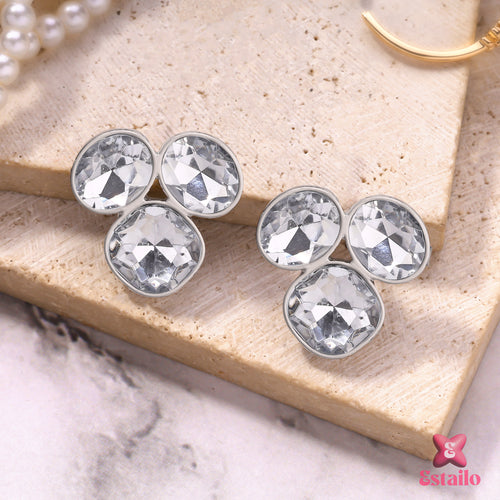 Geometric Crystal Studs Earring