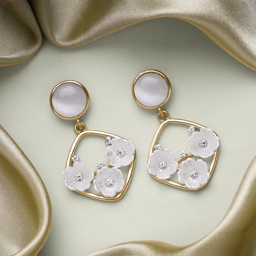 Moonstone Petal Dangles Earrings