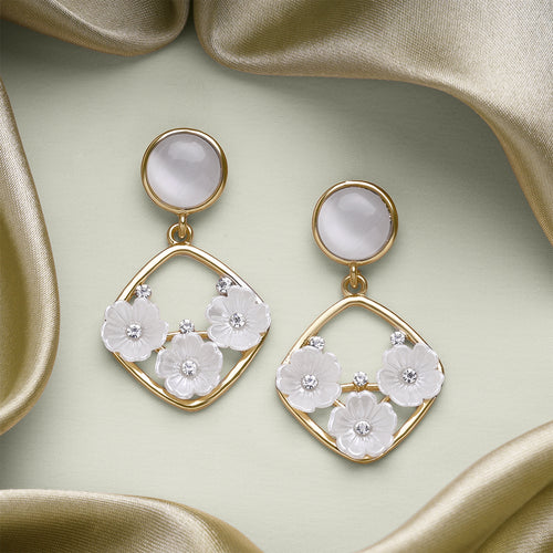 Moonstone Petal Dangles Earrings