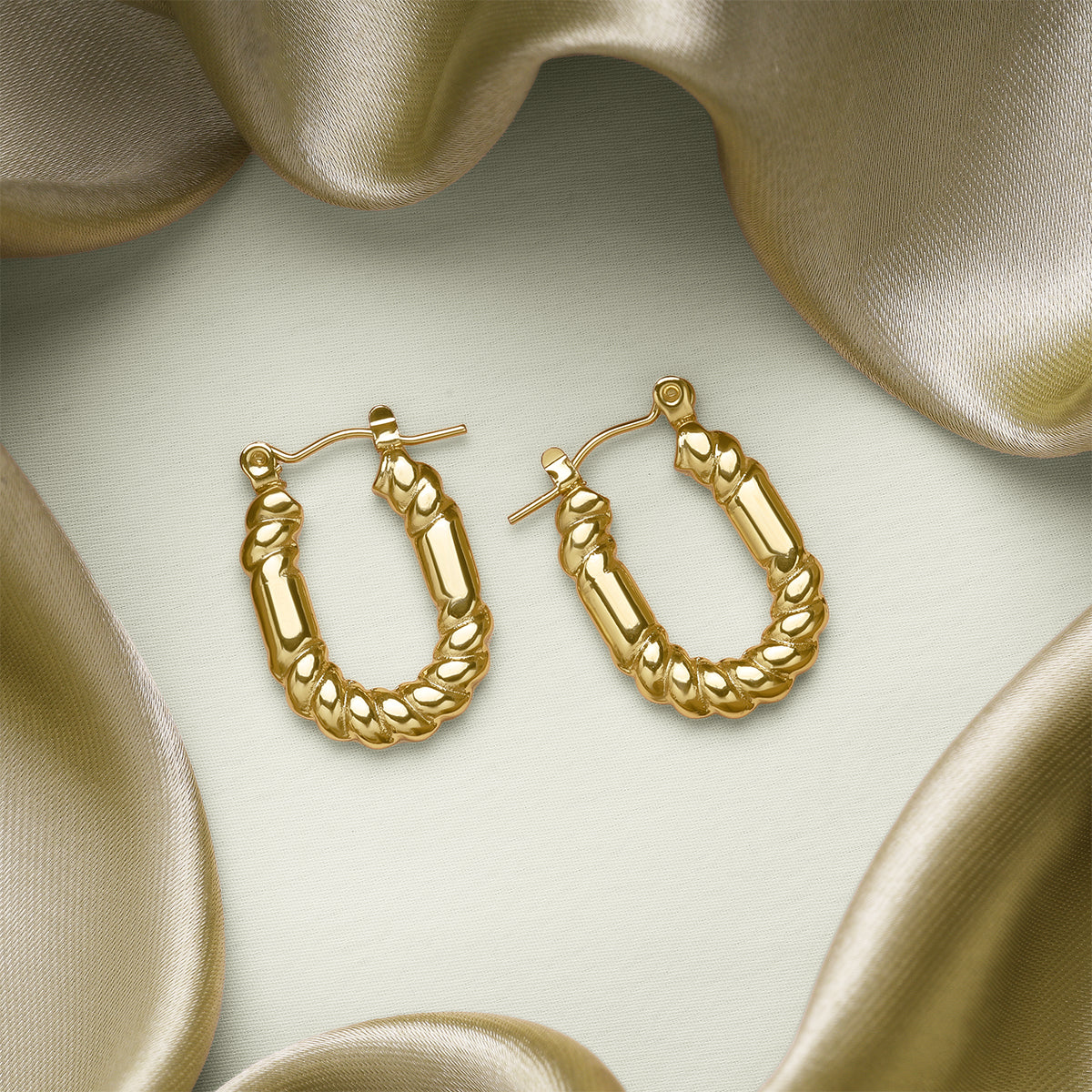 Golden Twist Hoops Earrings