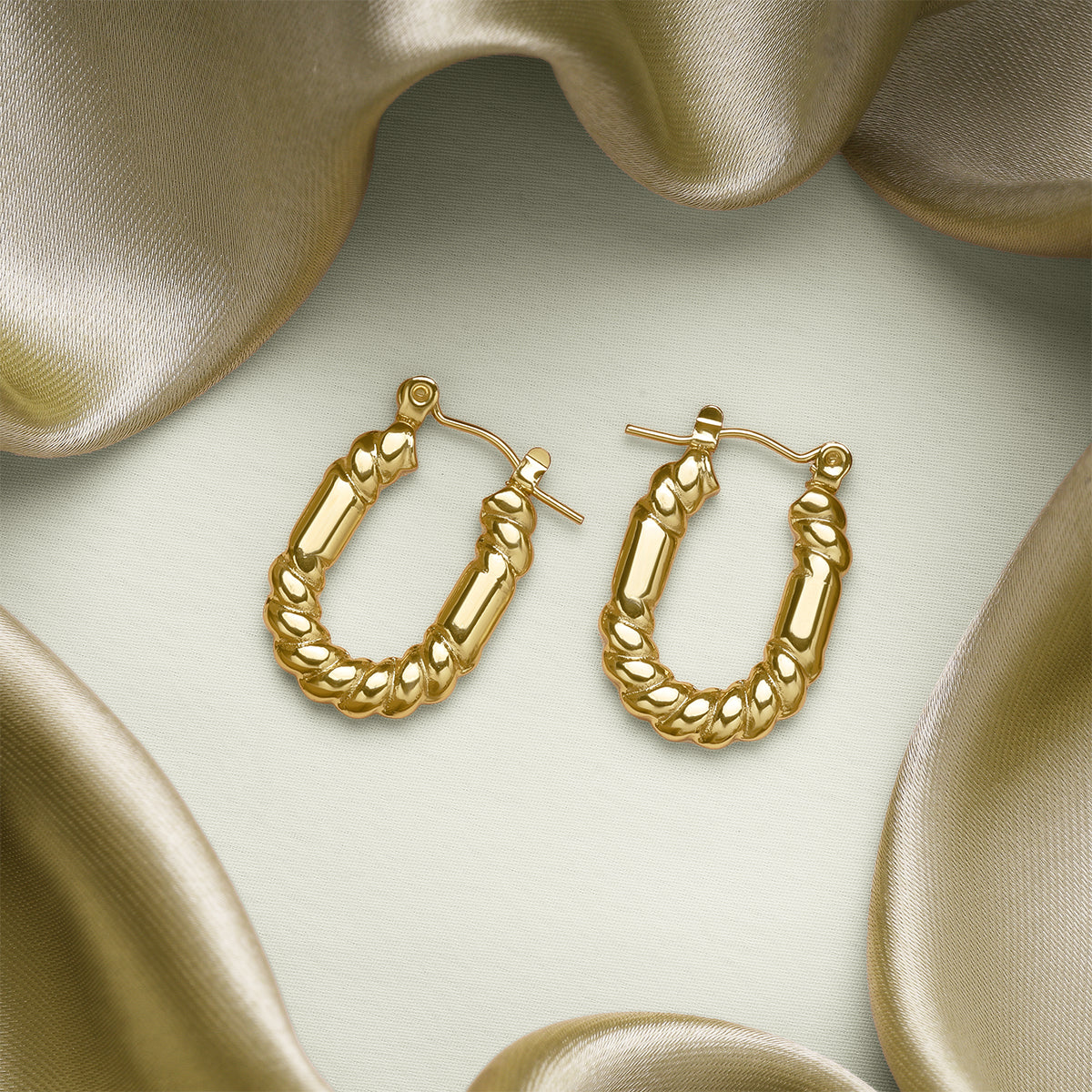 Golden Twist Hoops Earrings