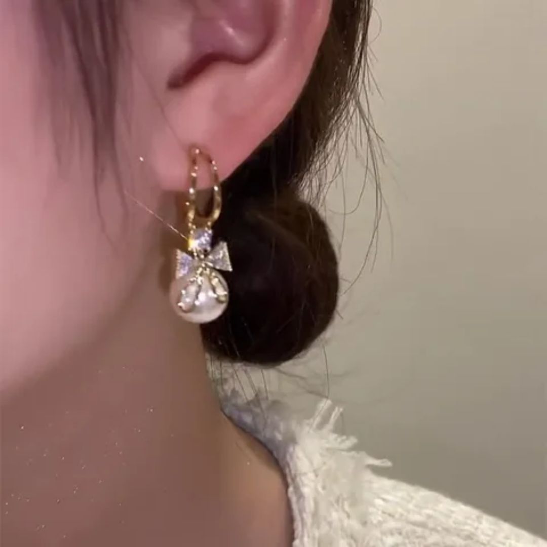 Perky Pearl Bow Earrings