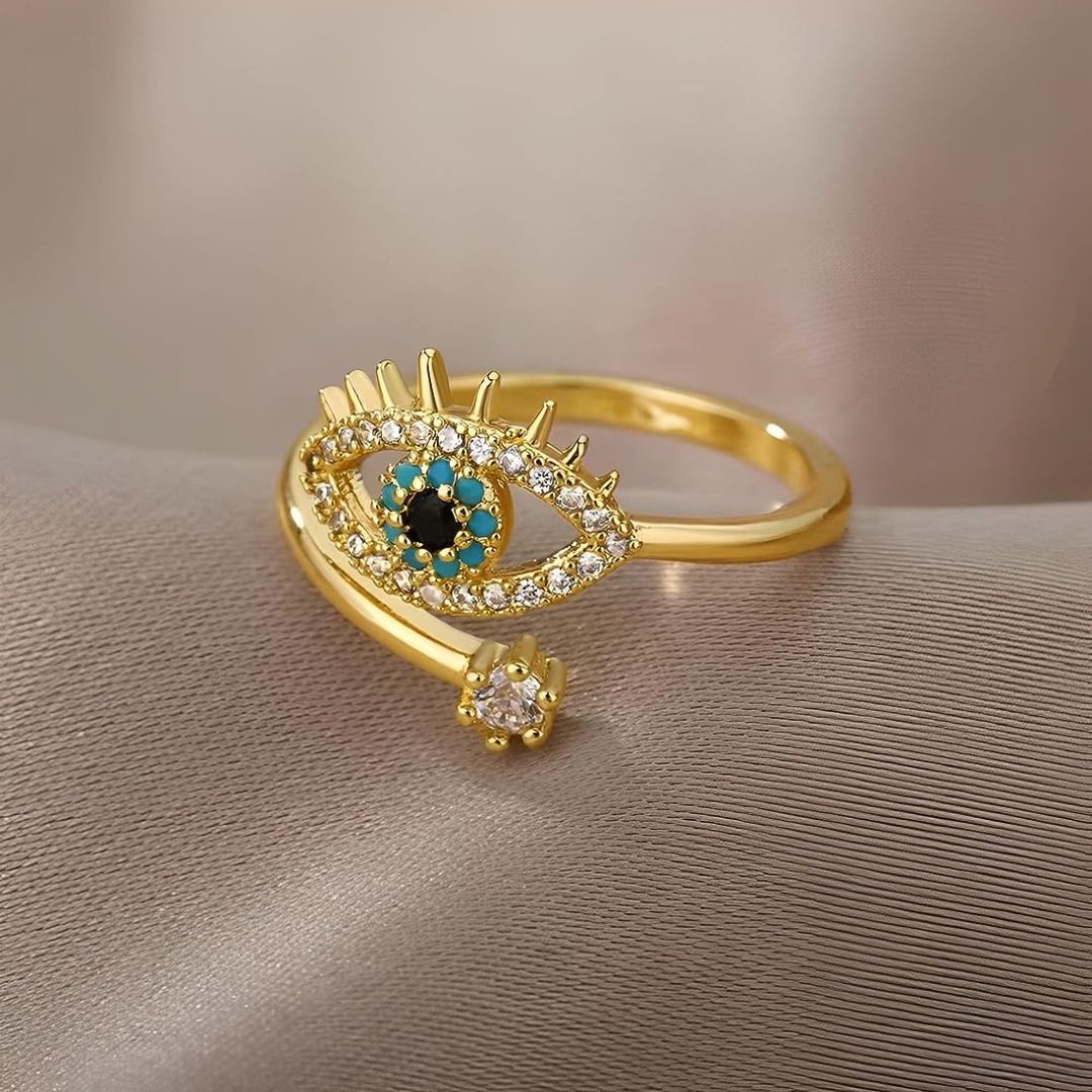 Exquisite Evil Eye Gold Ring