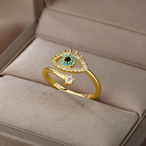 Exquisite Evil Eye Gold Ring