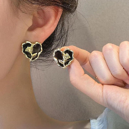 Black Jack Heart Earrings