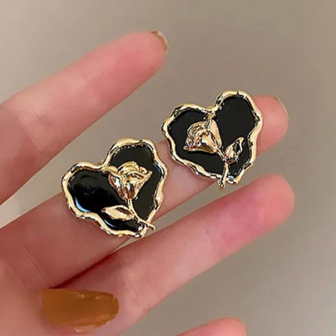 Black Jack Heart Earrings