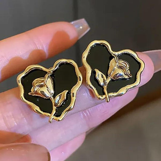 Black Jack Heart Earrings