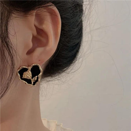 Black Jack Heart Earrings