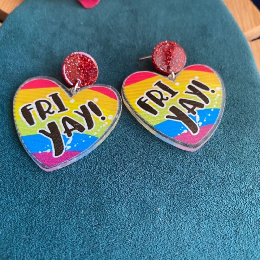 Coloured Heart Statement Earrings